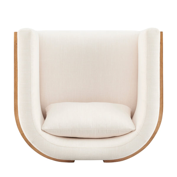 Velma Accent Arm Chair w/ Rattan, Shortbread/Natural