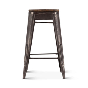 Eiffel 12" Barstool, Teak Top