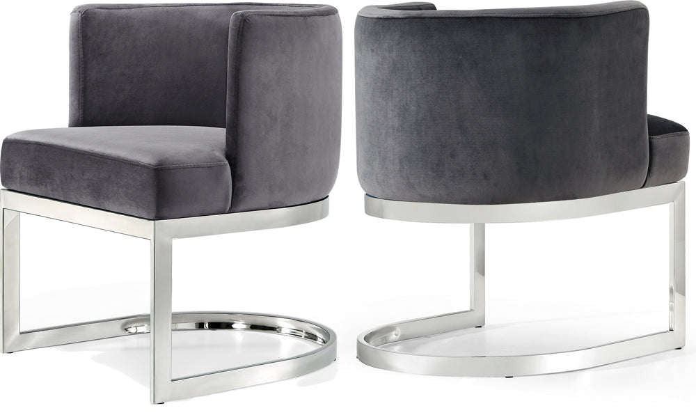 Donna Dining Chair In Grey Velvet and Chrome