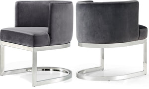Donna Dining Chair In Grey Velvet and Chrome