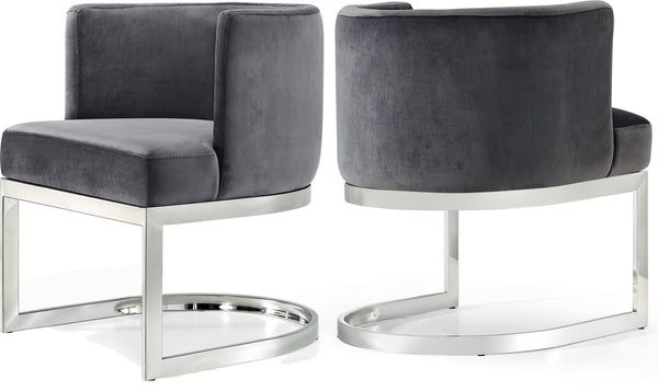 Donna Dining Chair In Grey Velvet and Chrome