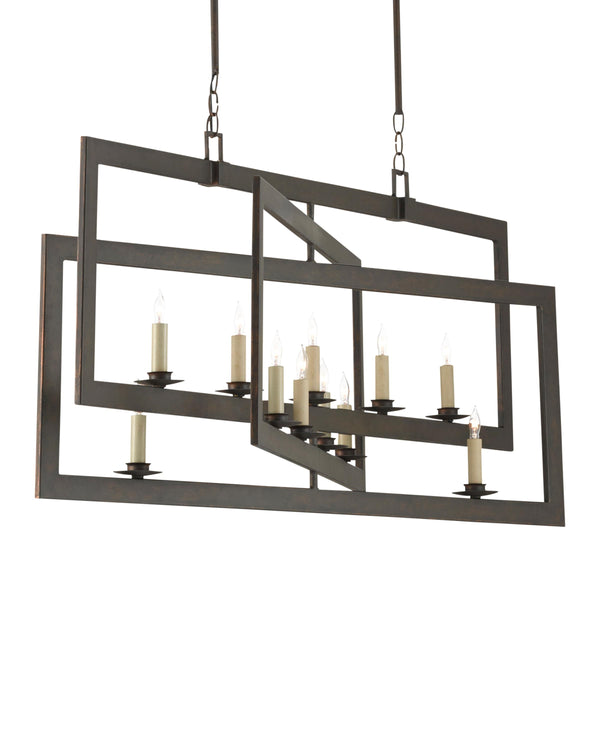 Middleton Bronze Rectangular Chandelier In Bronze Gold