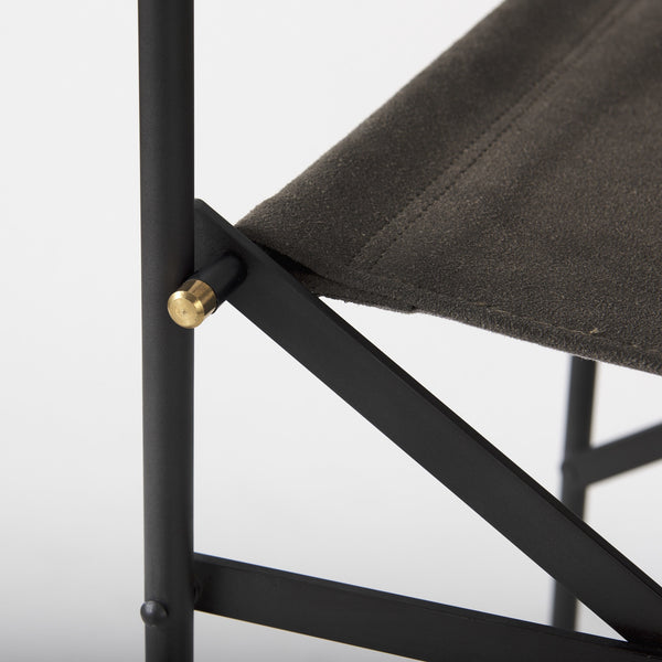 Direttore 19.3L x 19.3W x 40.2H Brown/Gray Suede W/ Metal Frame Counter Stool