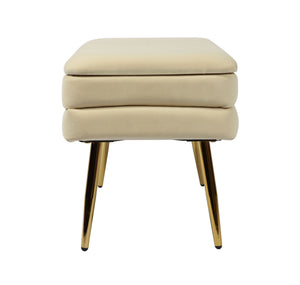 Ziva Cream Velvet Storage Bench