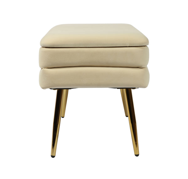 Ziva Cream Velvet Storage Bench