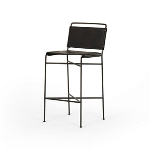 Wharton Bar Stool in Distressed Black