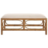 Laguna White Fabric Rattan Bench