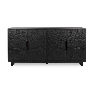 Albero Solid Wood 4Dr Buffet - Handcrafted Black Finish