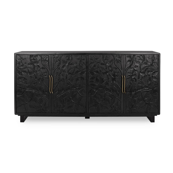 Albero Solid Wood 4Dr Buffet - Handcrafted Black Finish