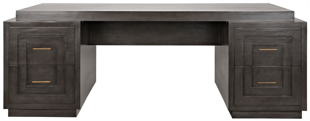 Mentor Pale Mahogany and Veneer Desk with Brass Pulls