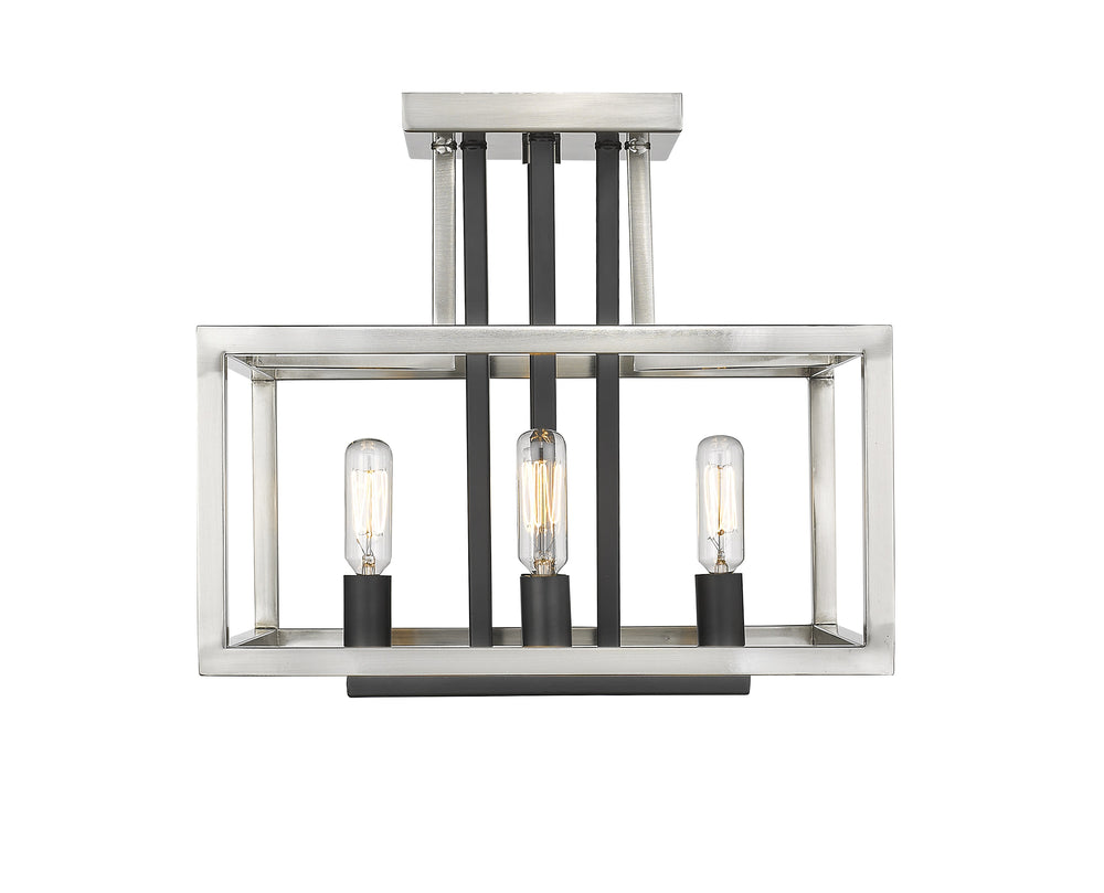 Quadra 4 Light Semi Flush Mount in Brushed Nickel + Black Finish