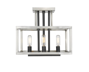 Quadra 4 Light Semi Flush Mount in Brushed Nickel + Black Finish
