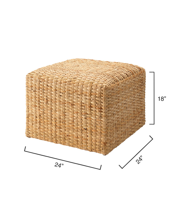 Hand-woven Natural Rattan Large Ottoman