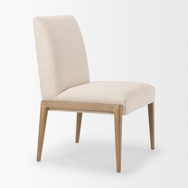 Palisades Cream Upholstery w/ Solid Wood Armless Dining Chair