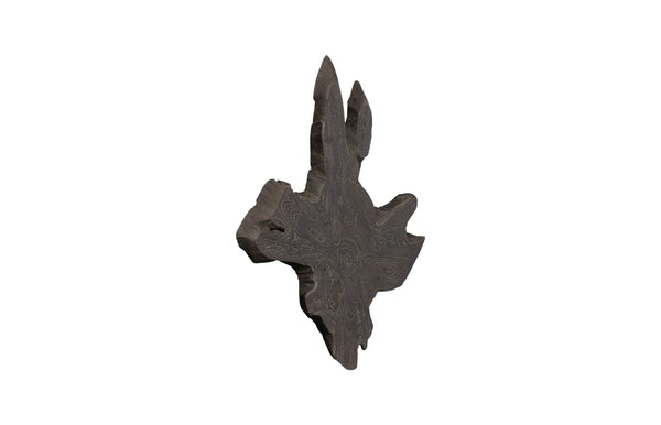 Freeform Teak Wall Slice, Medium, Dark Gray