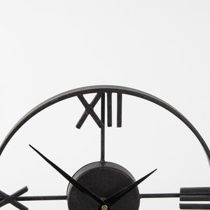 Oris Black Metal/Wood Open Frame Table Clock