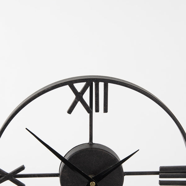 Oris Black Metal/Wood Open Frame Table Clock