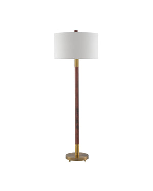Bravo Floor Lamp In Mahogany & Antique Brass