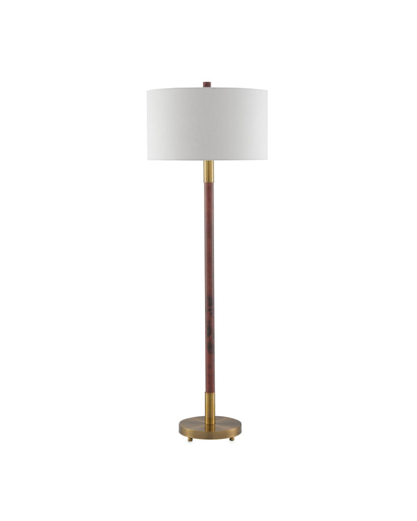 Bravo Floor Lamp In Mahogany & Antique Brass