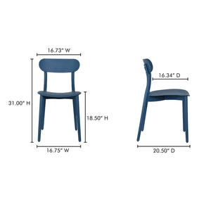 Kent Outdoor Dining Chair Set in Navy Blue - Moe's