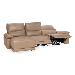 Branford Leather Power Recliner Sectional with LAF Chaise