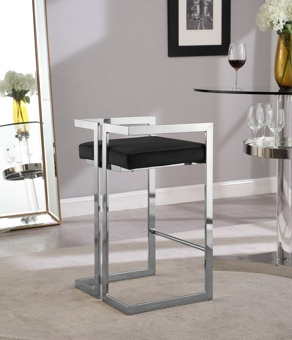 Winifred Stool In Black Velvet and Chrome