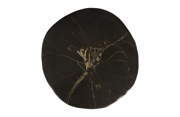Cast Petrified Wood Stool In Black & Gold