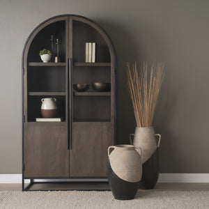 Tully Textured Matte Brown w/ Matte Black Short Ceramic Floor Vase