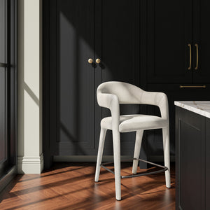 Martens Beige Counter Stool with Armrests