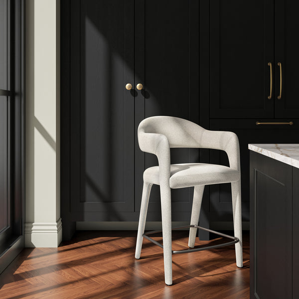 Martens Beige Counter Stool with Armrests