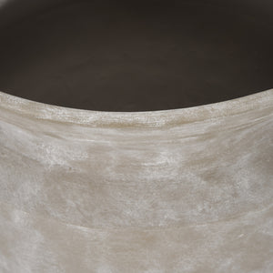Utari Short Gray Brown w/ White Detailing Ceramic Floor Vase