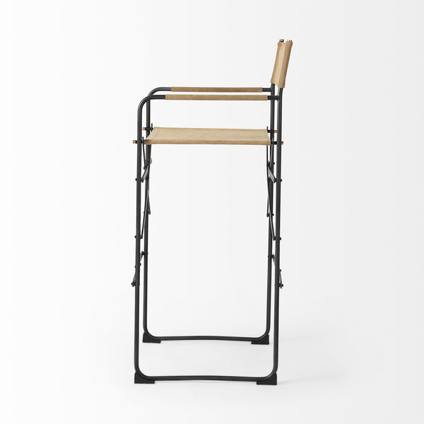Direttore 19.3L x 19.3W x 44.1H Brown Leather Seat W/Black Iron Frame Bar Stool