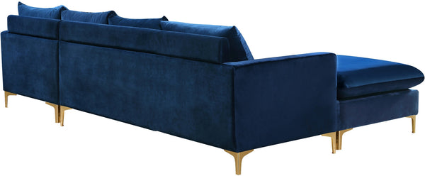 Lucy 2pc. Reversible Sectional In Navy Velvet