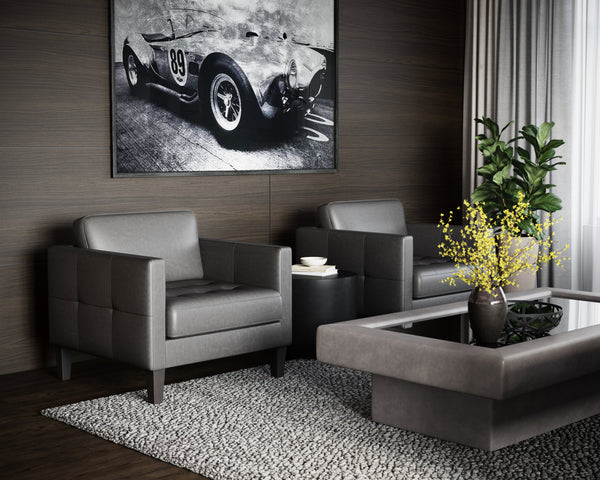 KARMELO ARMCHAIR - VINTAGE CHARCOAL LEATHER