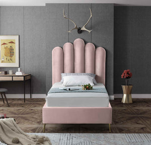 Anita Twin Bed In Pink Velvet