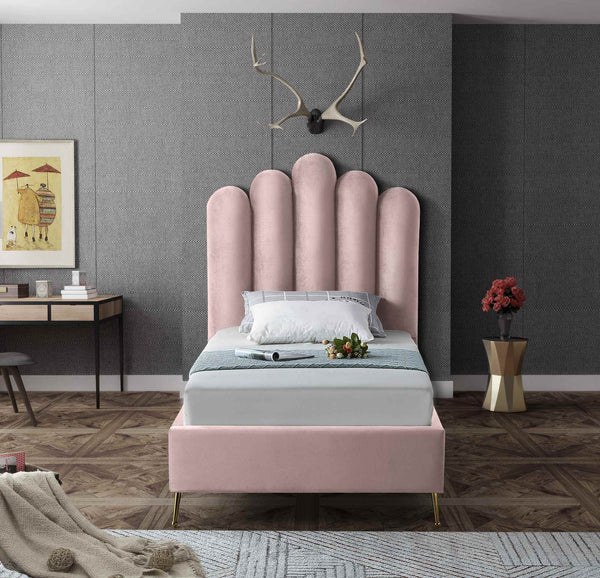 Anita Twin Bed In Pink Velvet