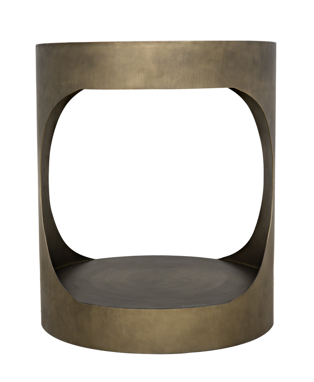 Eclipse Round Side Table, Metal with Aged Brass Finish