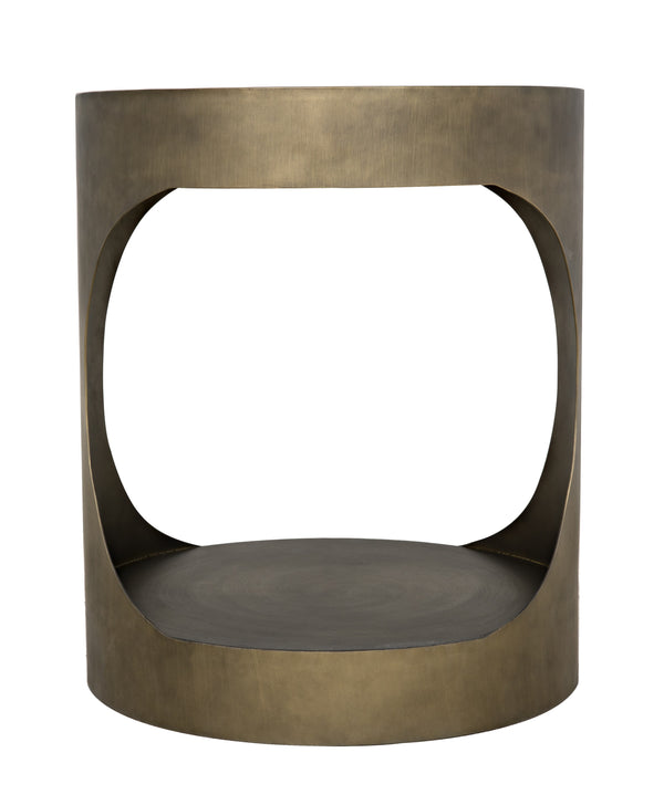 Eclipse Round Side Table, Metal with Aged Brass Finish