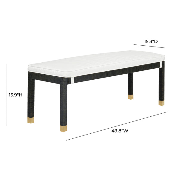 Amara Charcoal Woven Rattan Bench