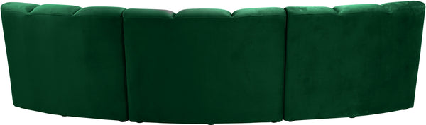 Lynda 3pc. Modular Sectional In Green Velvet