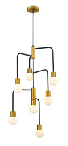 Neutra 7 Light Chandelier in Matte Black + Foundry Brass Finish