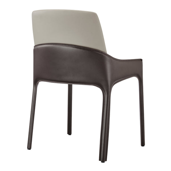 Stella Faux Leather Dining Side Chair, Taupe/Dark Brown