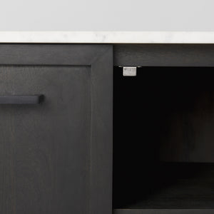 Divina Black-Brown Wood w/ White Marble Top and Black Metal Base Sideboard