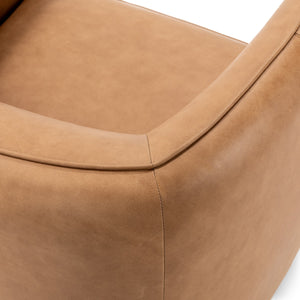 Rinner Leather Accent Barrel Chair in Tan