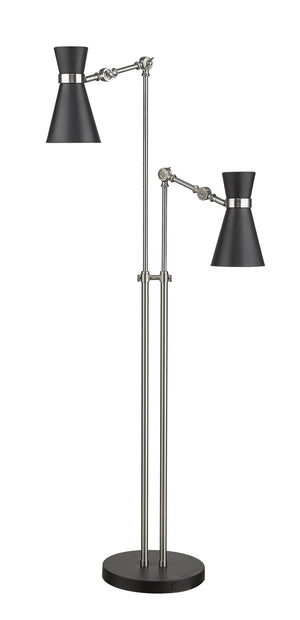 Soriano 2 Light Floor Lamp in Matte Black + Brushed Nickel Finish