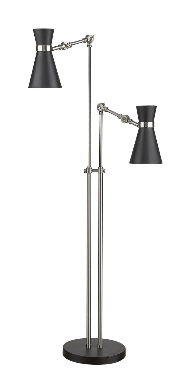 Soriano 2 Light Floor Lamp in Matte Black + Brushed Nickel Finish