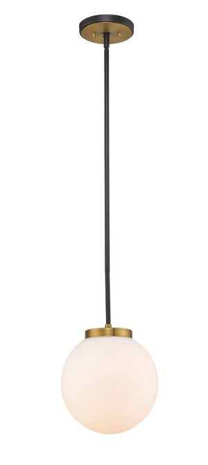 Parsons 1 Light Pendant in Matte Black + Olde Brass Finish