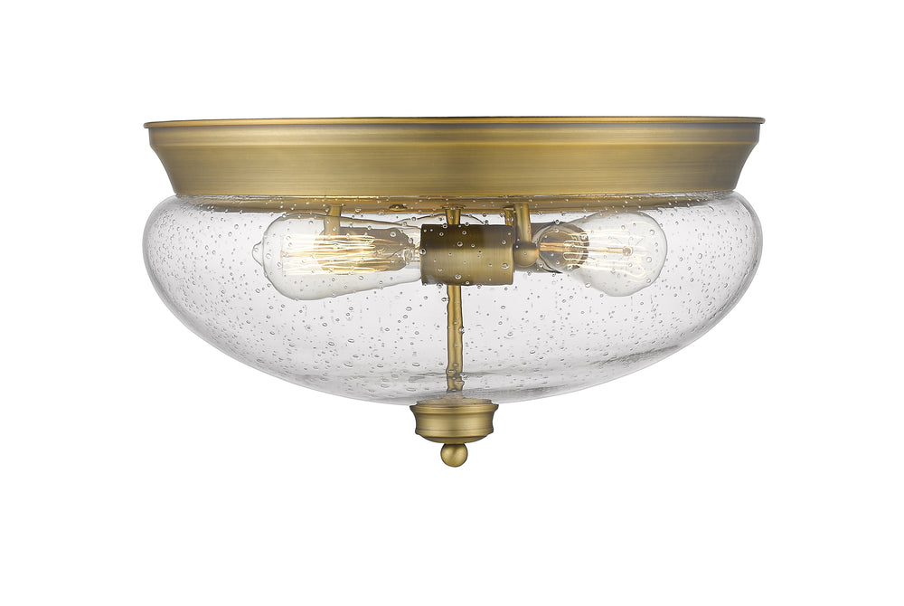 Amon 3 Light Flush Mount in Heritage Brass Finish
