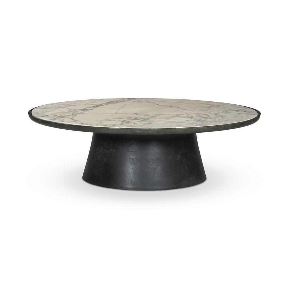 Balboa Outdoor Coffee Table - Veined White Marble