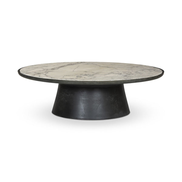 Balboa Outdoor Coffee Table - Veined White Marble